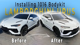 2024 LAMBORGHINI URUS INSTALLING 1016 INDUSTRIES CARBON FIBER WIDEBODY BODYKIT [upl. by Spillihp]