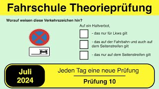 🚘 Führerschein Theorieprüfung Klasse B 🚗 Juli 2024  Prüfung 10 🎓📚 [upl. by Rebna]