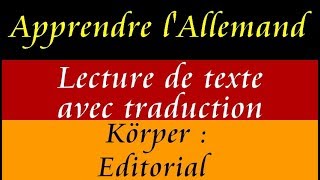 Apprendre lAllemand  lecture de texte Allemand avec traduction 01 [upl. by Abbye]