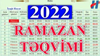 Ramazan ayının TƏQVİMİ 2022  orucluq təqvimi 2022  Ramazan 2022 [upl. by Adia]