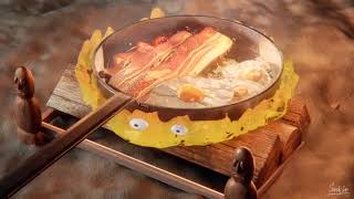 Howls Moving Castle  Calcifer cooking breakfast in 3D  5 minute Loop [upl. by Finley517]