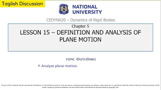 Dynamics of Rigid Bodies  Plane Motion Definition and Analysis [upl. by Anawd]