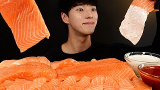 통연어 한입 먹방🐟 WHOLE SALMON SASHIMI MUKBANG ASMR EATING SOUNDS [upl. by Lunneta]