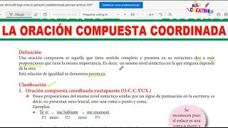 La Oración Compuesta Coordinada  Definición y Ejemplos 2do Secundaria [upl. by Dagnah576]