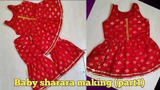 Baby ShararaGharara cutting and stitching  1 year baby sharara cutting amp stitching  DIY sharara [upl. by Ahsenrad]