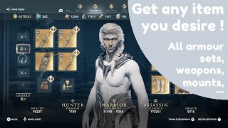 Assassins Creed Odyssey  How to cheat any item in the game best gear and weapons [upl. by Smoht]