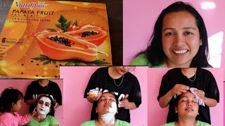 Facial at home with Nutriglow papaya fruit facial kit [upl. by Yhtuv]