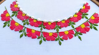 simple easy kurtikamiz neck hand embroidery neck hand embroidery design [upl. by Vincelette]