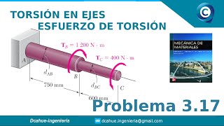 ESFUERZO DE TORSIÓN  MECÁNICA DE MATERIALES  BEER  EJERCICIO 317 [upl. by Bernetta]