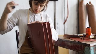 Making a Leather Briefcase English Bridle [upl. by Schick893]