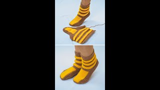 Easy knitted slipperssocks Tutorial for beginners Miarti🧶 [upl. by Zitella887]