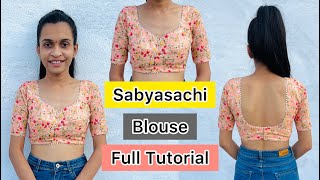 Sabyasachi Blouse Cutting And Stitching For Beginner  Very Easy Sabyasachi Blouse Tutorial By Kruti [upl. by Monika850]