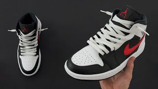 HOW TO LOOSELY LACE NIKE AIR JORDAN 1 MID  NIKE AIR JORDAN 1 MID Lace Style [upl. by Hiller]