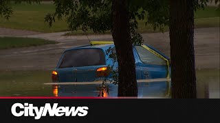 Severe thunderstorms cause floods in areas of Calgary [upl. by Derrej156]