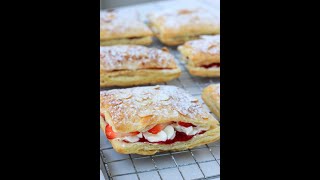 Strawberry Cream Puff Pastry  Aisha’s Cooking [upl. by Thurston]