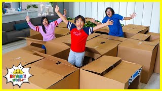 Box Fort Maze Ryans Mystery Playdate at Home Challenge [upl. by Rusert278]