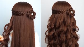 Easy And Unique Hairstyle For Wedding And Prom  Waterfall Braid Half Up Half Down [upl. by Nowd844]