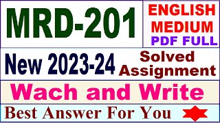 MRD 201 solved assignment 202324 in English  mrd 201 solved assignment 2024  ignou mrd 201 2024 [upl. by Munmro587]