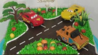 Topper Cars Toy Cake Decorating Birthday Cake [upl. by Adlemy]