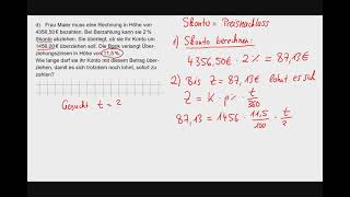 Übungsaufgabe Zinsrechnung mit Skonto [upl. by Yttam]