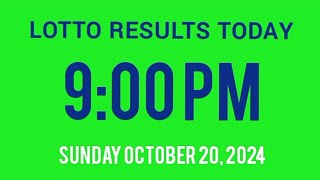 9pm Lotto Results Today October 20 2024 ez2 swertres 2d 3d pcso [upl. by Nad]