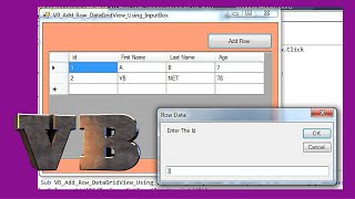 VBNET  How To Add A Row To DataGridView From InputBox In VBNET  With Source Code [upl. by Otrevogir556]