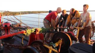 Hauling Up Anchor Aboard Barque Picton Castle [upl. by Nerro]