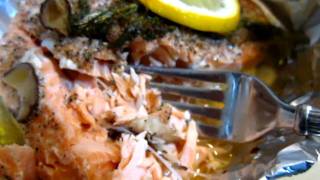 Cooking  Baked salmon in foil [upl. by Hassadah]