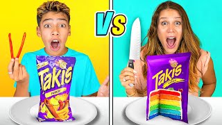 REAL Vs CAKE Challenge DELICIOUS [upl. by Ruhtracam]