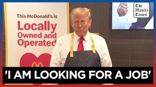 Trump makes fries works drivethru window at McDonalds [upl. by Drofdarb771]