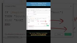 Tableau Error  Unterminated String calculations tableautips tableaututorial tableaudesktop [upl. by Berstine696]