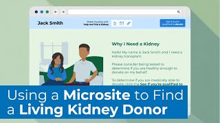 How a Microsite Can Help Kidney Patients Find a Living Kidney Donor [upl. by Edvard]