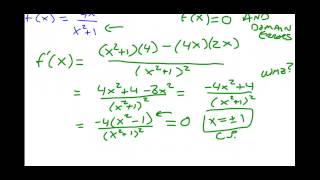 Calculus  Critical Points and Derivatives using Quotient Rule [upl. by Obmar]