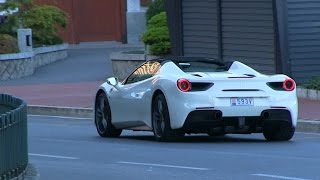 2016 Ferrari 488 Spider in Monaco  Lovely SOUNDS [upl. by Anilocin]