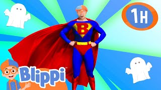 Blippi Halloween Dress up SUPER HERO  Blippi Halloween Cartoons  Moonbug Halloween for Kids [upl. by Notfilc]