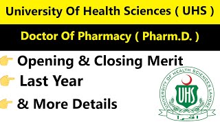 UHS PharmD Last Year Merit Opening amp Closing Merit for Doctor of Pharmacy Admissions [upl. by Ysnil]