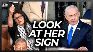 FarLeft Democrat Humiliates Herself with This Sign at Netanyahu Speech [upl. by Barty955]