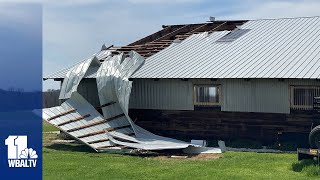 Tornado left damage in Cecil County [upl. by Cirdnek454]