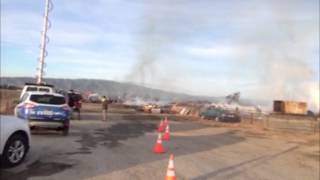 Pallet Fire Still Smolders in Gilroy [upl. by Nollid40]