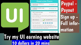 TrymyUI earning website 10 dollers20minssignupTaskVideo watchingLive proofTamilTrend Express [upl. by Atiuqam]