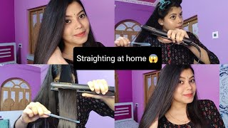 Hair Straightening At Home 😱 Easy Process to staight Hair 😃 [upl. by Lynnworth154]