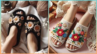 Beautiful Casual Wear Crochet Flat Outdoor And Indoor Flat Slippers Design 2024 [upl. by Ramso742]