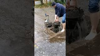 S009 Unclogging a storm drain after rain on a gravel car park in Germany shorts [upl. by Mudenihc195]