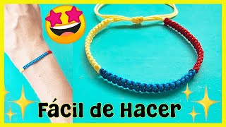 PULSERA de HILO 3 COLORES Macramé 💛💙❤️ [upl. by Saref]