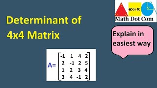 How to Find the Determinant of a 4x4 Matrix  Matrices  Math Dot Com [upl. by Christiana]