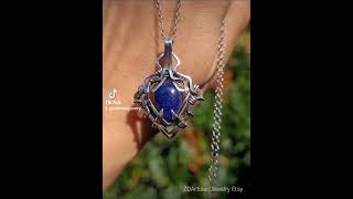 Hypatia Esoteric alchemy intricate lapis talisman sterling silver pendant [upl. by Annabal]