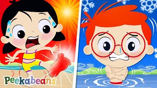 Hot and Cold Song 🔥❄️🥵🥶  Learning Opposites PeekabeansKidsSongs amp Nursery Rhymes [upl. by Eiruam]