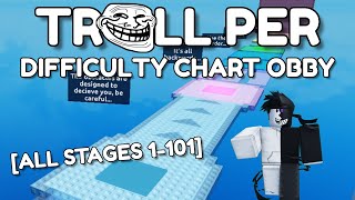 TROLL Per Difficulty Chart Obby All Stages 1101 [upl. by Assisi]