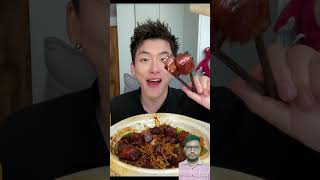 吃面条和猪肉  ASMR  Real Mukbang EATING Noodles amp Pork Met  eating sound  mukbang foodasmr shorts [upl. by Anestassia]