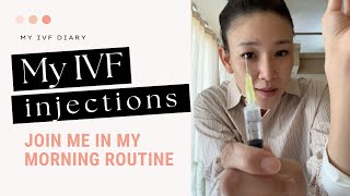 My IVF injection routine take a shot with me  Preparing for egg retrieval with 3 follicles ivf [upl. by Nedda]